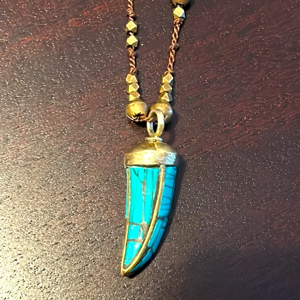 💠NWOT💠Gold Inlay Turquoise Italian Horn Necklace💠 - Picture 7 of 10